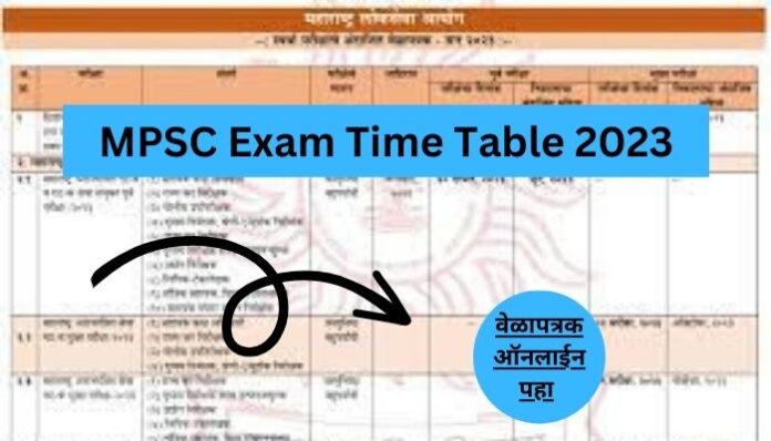 MPSC Exam Time Table 2023